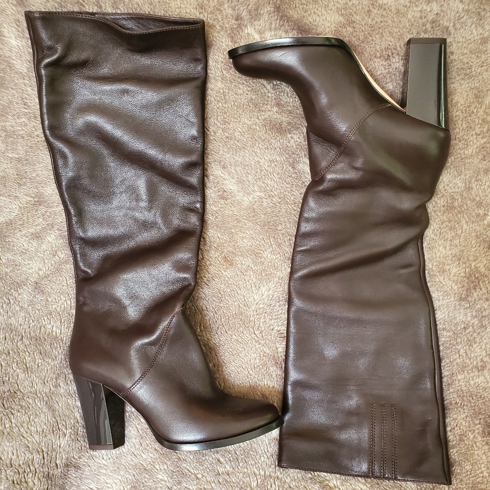 Leather Jimmy Choo London Brown Knee High Boots.